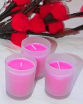 Hot Pink Wax Votive in Frosted Glass Cup Holder - Small 